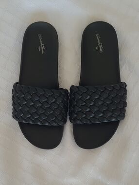 Black Braided Slide Sandals